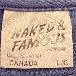 Naked & Famous floral pocket Navy T. Like new. Men’s L.